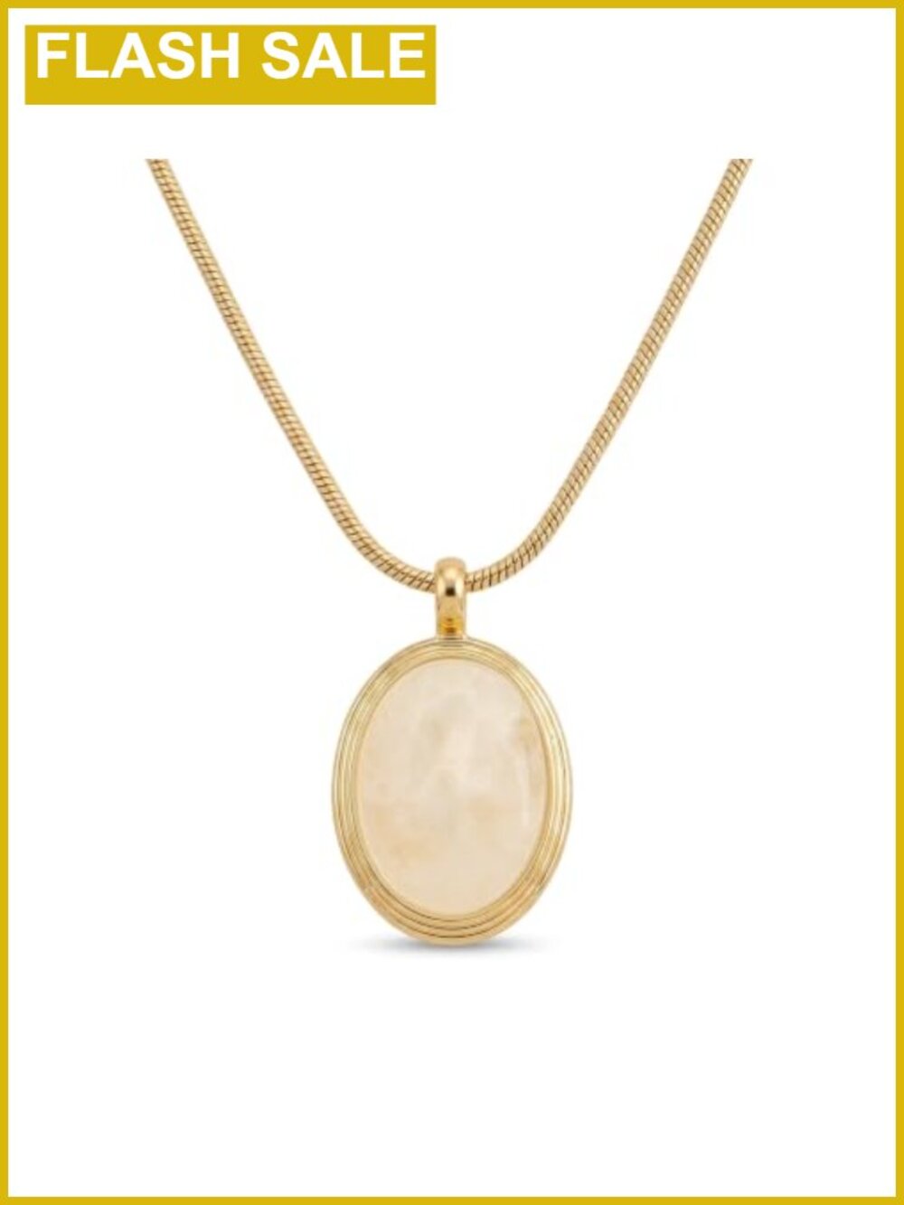 Gold Snake Chain Oval Pendant Necklace for Women